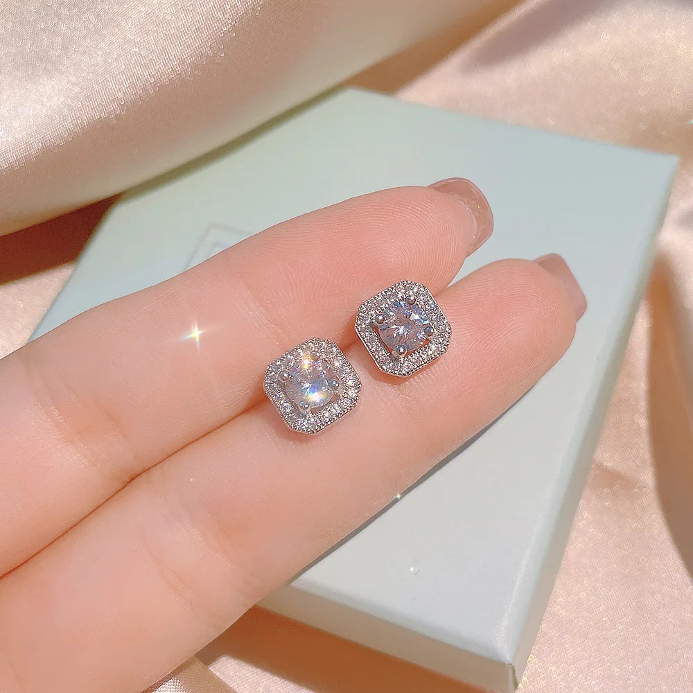 3pcs Square Necklace, Earrings, Ring Set