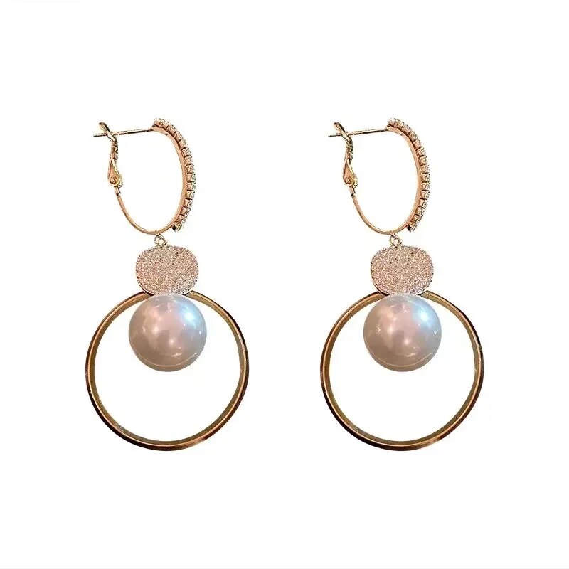 Korean Oversized White Pearl Drop Earrings