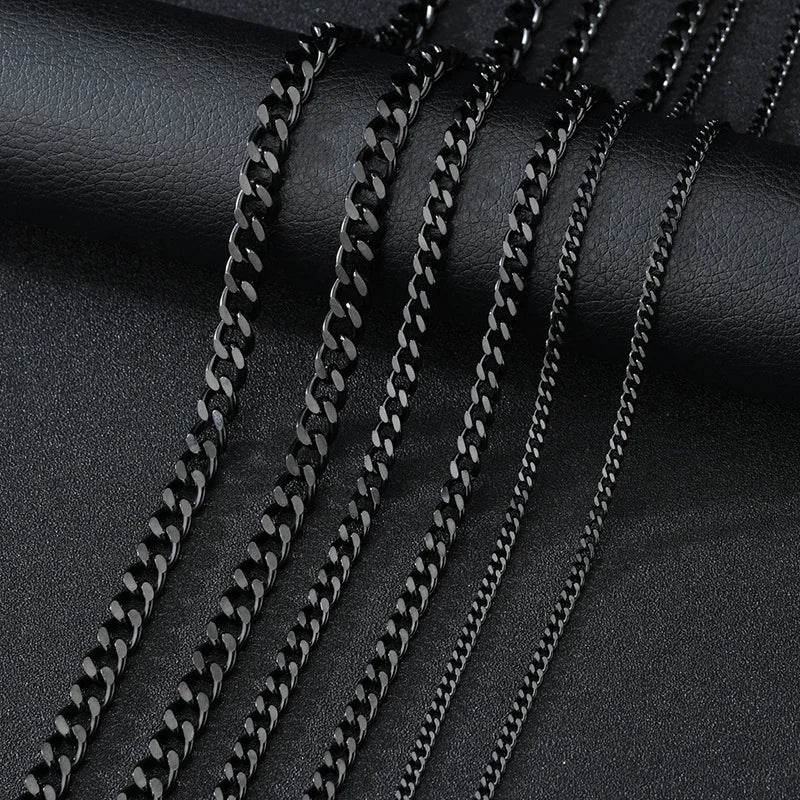 Gold, Silver, Black Cuban Link Necklaces