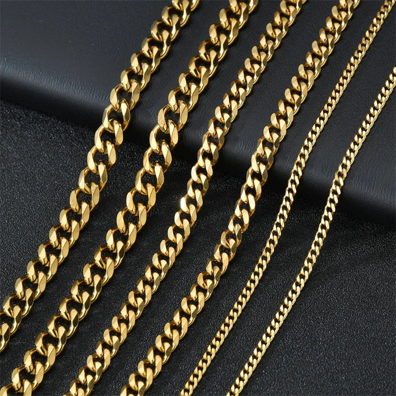 Gold, Silver, Black Cuban Link Necklaces