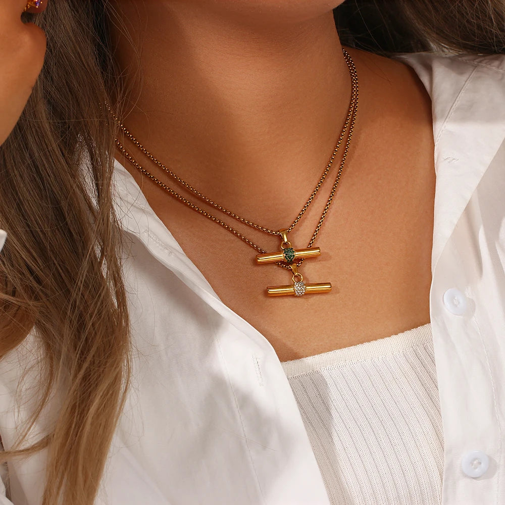 T-Bar Pendant Box Chain Necklaces