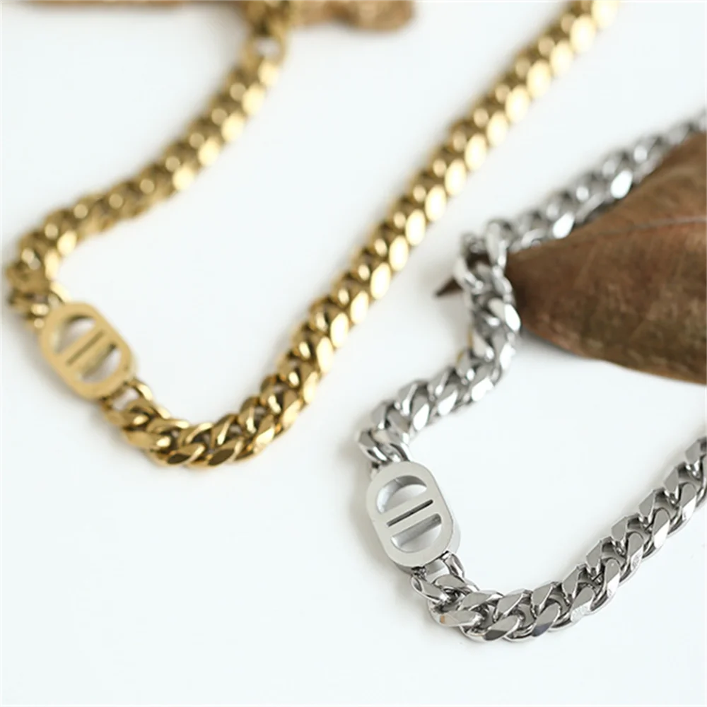 Cuban Double D Necklace Bracelet Sets