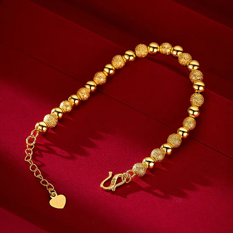 18K Gold Round Bead Bracelet