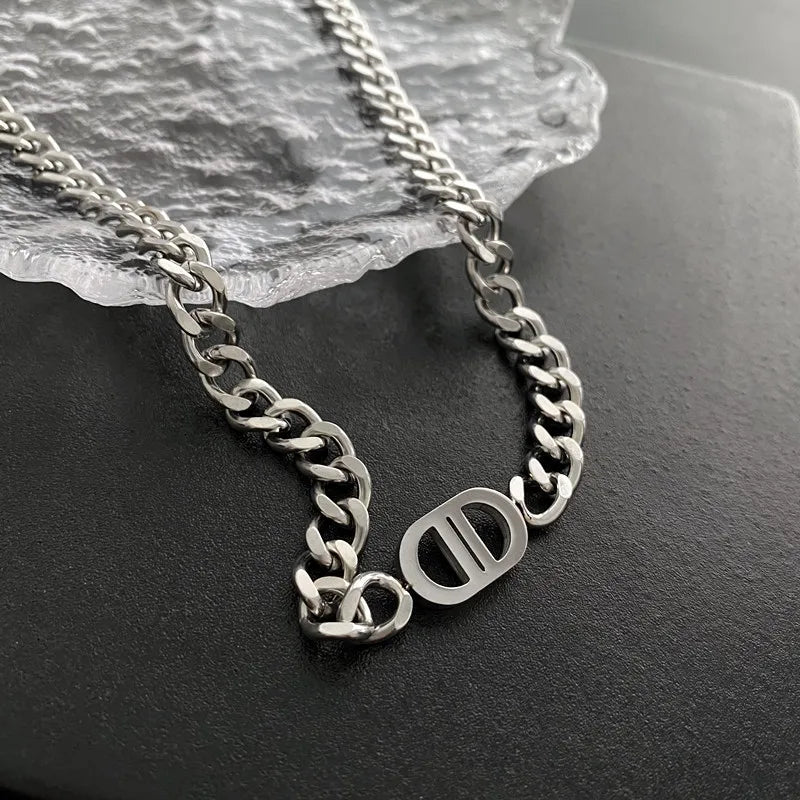 Cuban Double D Necklace Bracelet Sets