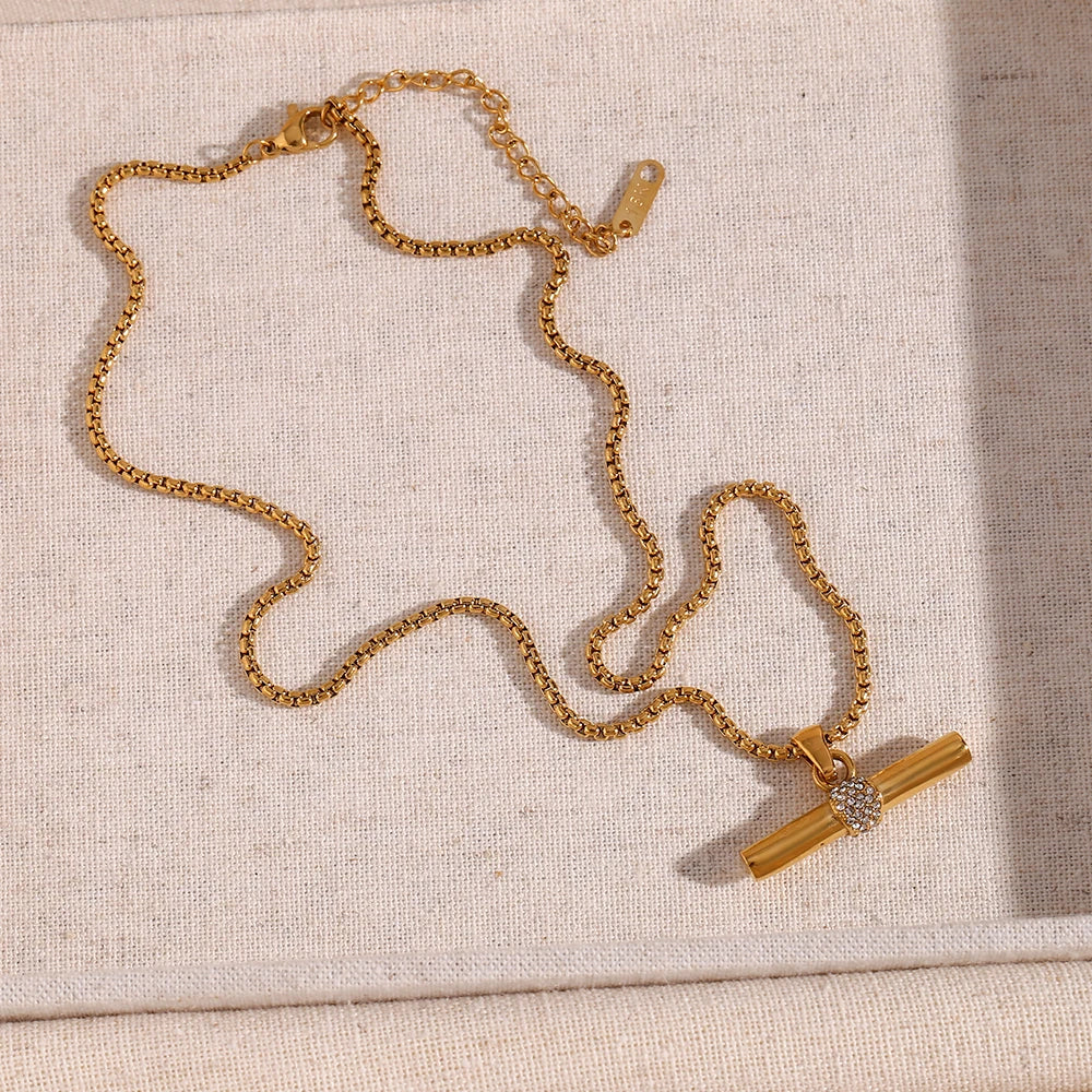 T-Bar Pendant Box Chain Necklaces