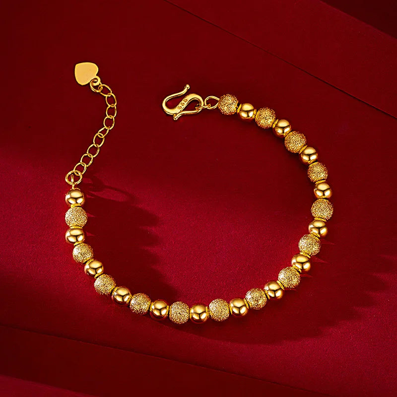 18K Gold Round Bead Bracelet