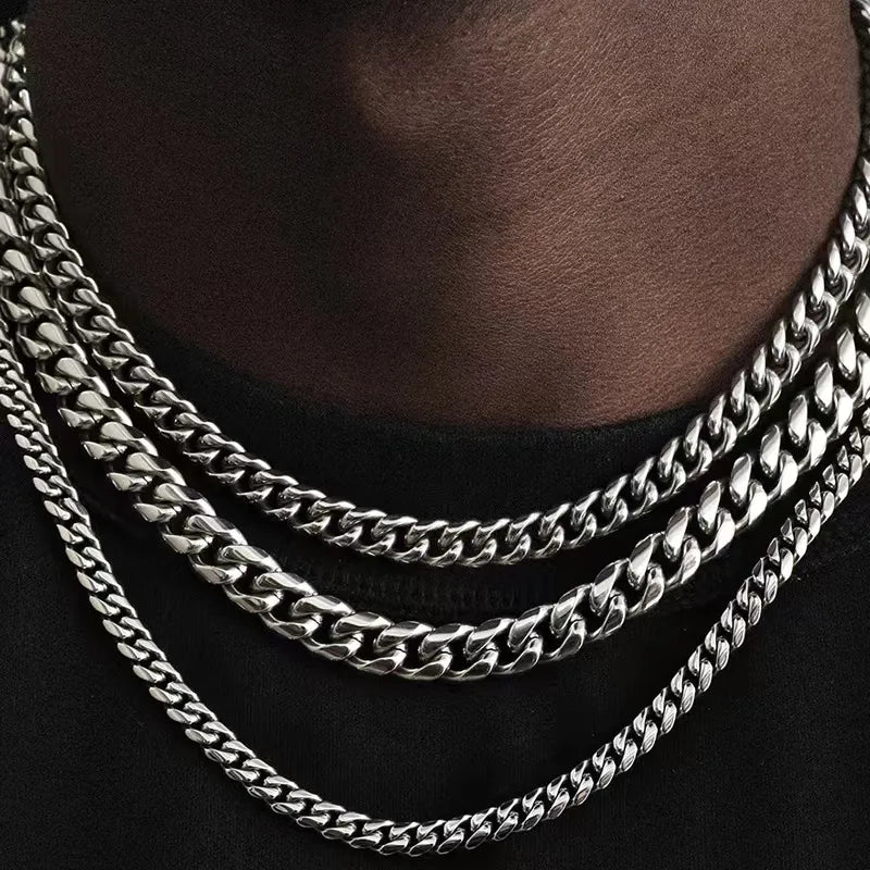 Gold, Silver, Black Cuban Link Necklaces