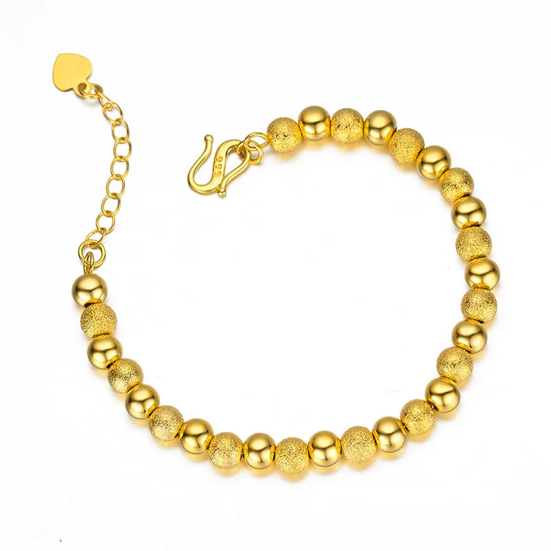 18K Gold Round Bead Bracelet