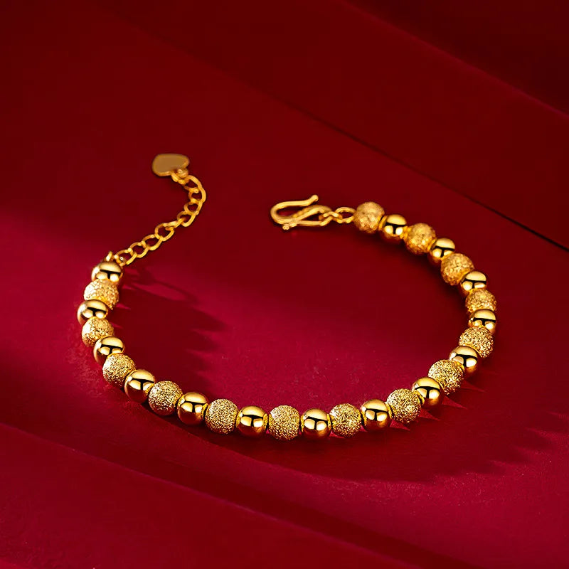 18K Gold Round Bead Bracelet