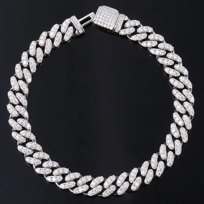 Cuban Link Bracelet In White Gold