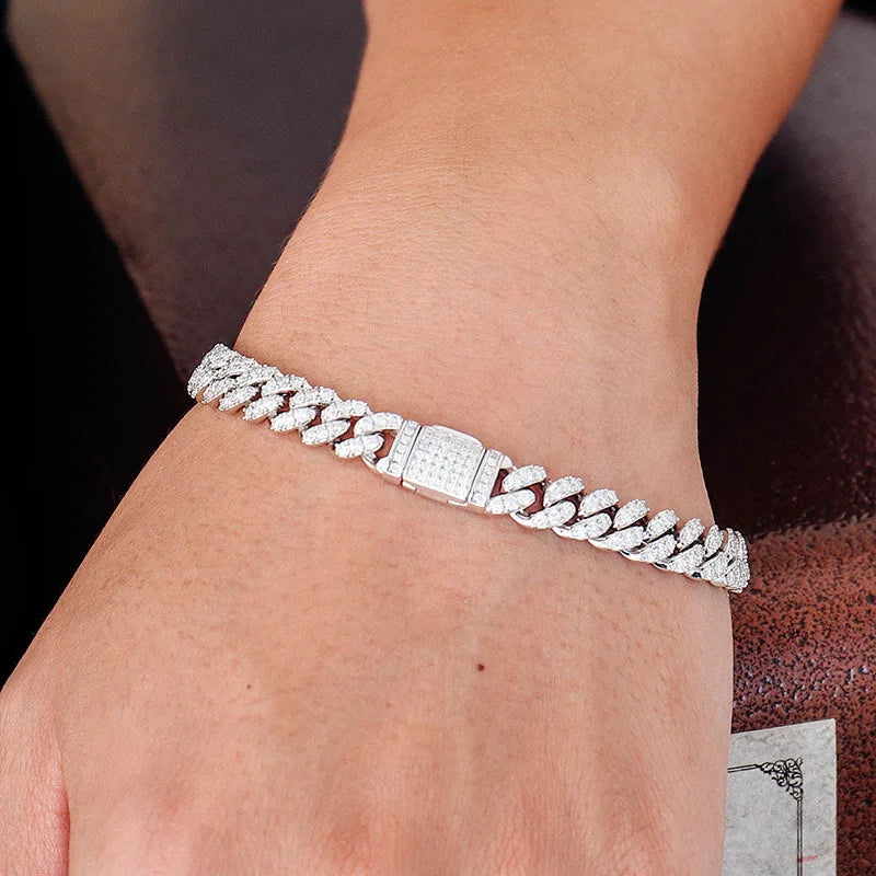 Cuban Link Bracelet In White Gold