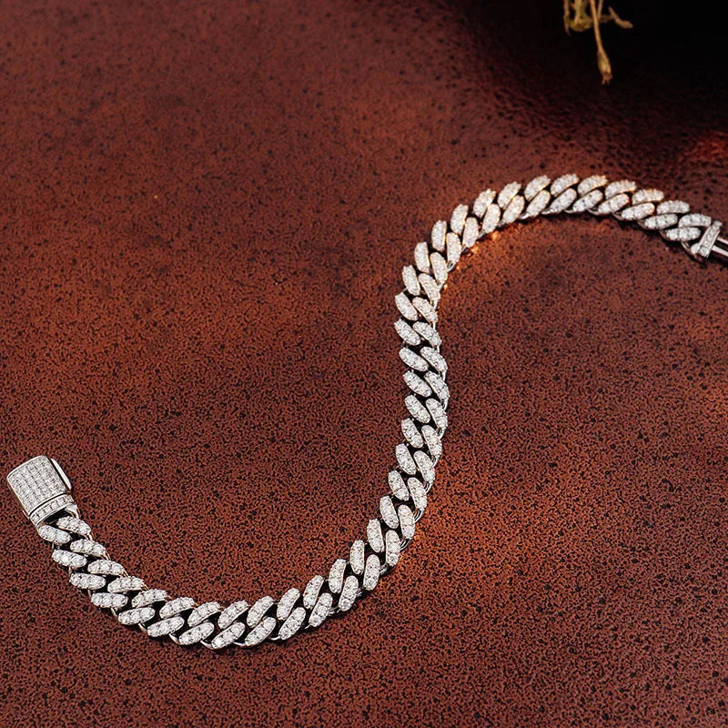Cuban Link Bracelet In White Gold